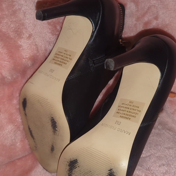 Marc Fisher Black Leather Peep Toe Bootie - Picture 8 of 8